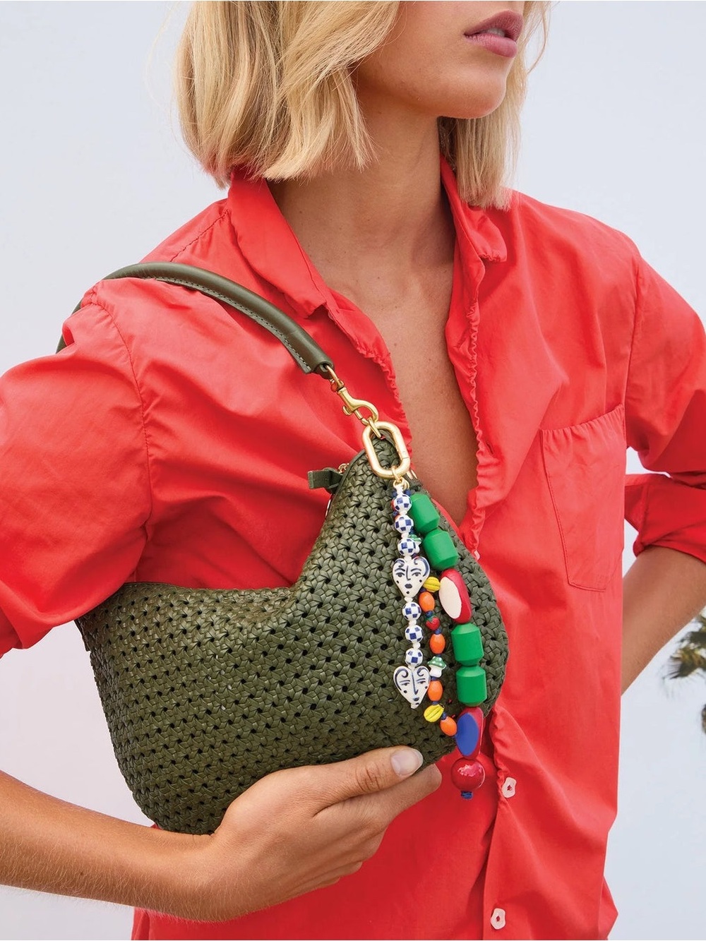 Clare V Petit Moyen Bag Army Rattan NWT